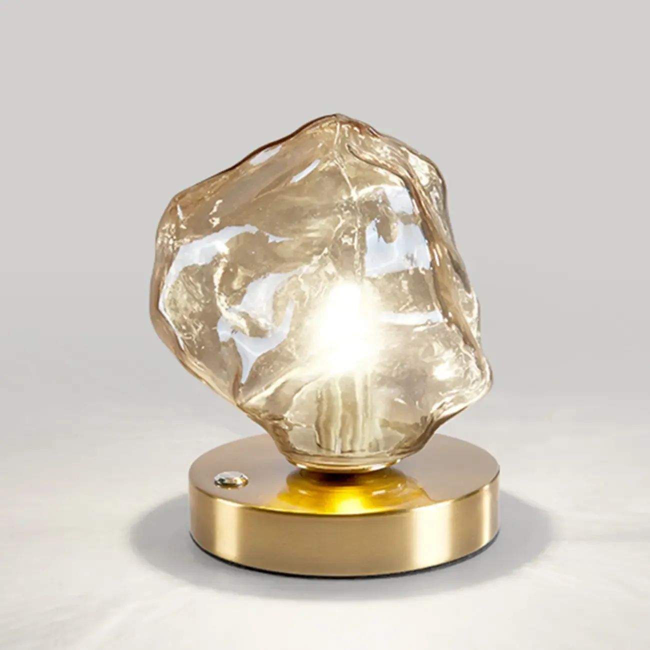 Stylish Wooden Base Glass Table Lamp Plug-In for Bedroom Image - 7