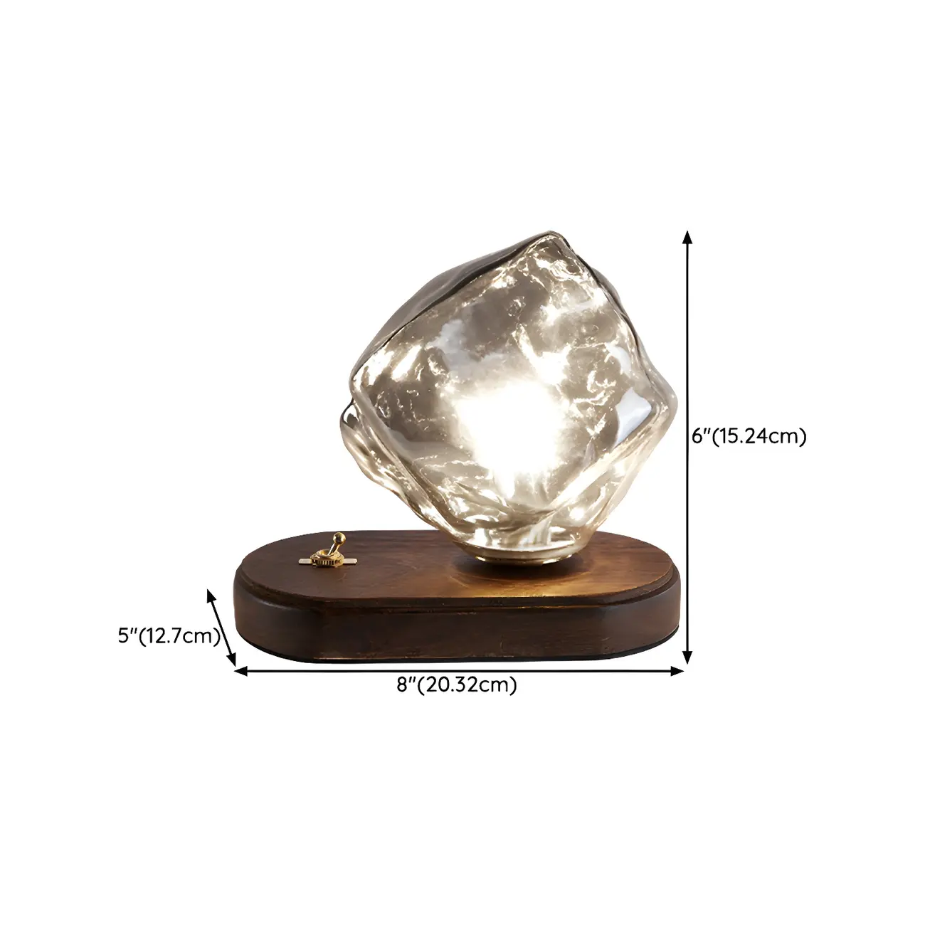 Stylish Wooden Base Glass Table Lamp Plug-In for Bedroom #size | homeyfad