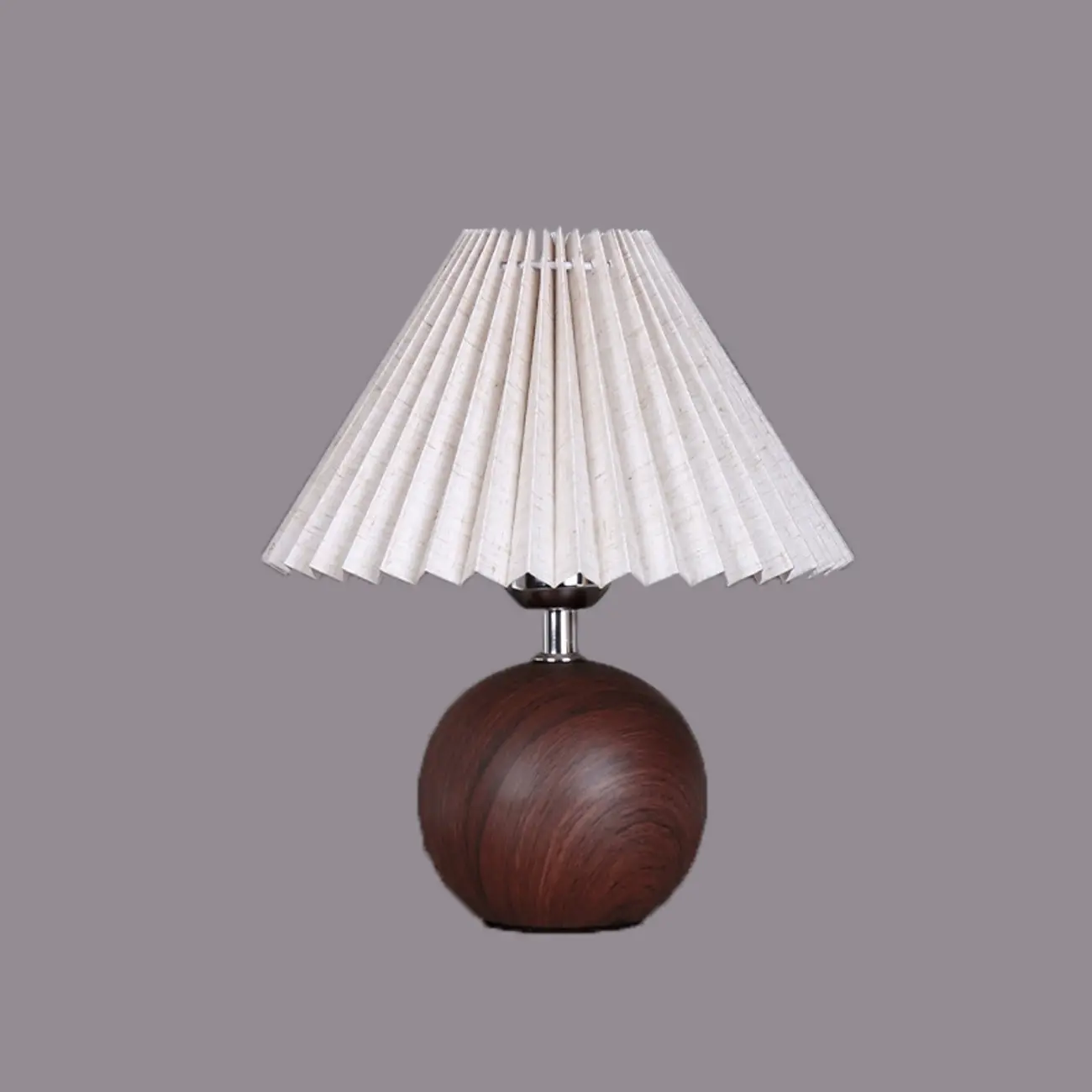Vintage Wooden Pleated Shade Table Lamp for Bedroom Image - 6 | homeyfad