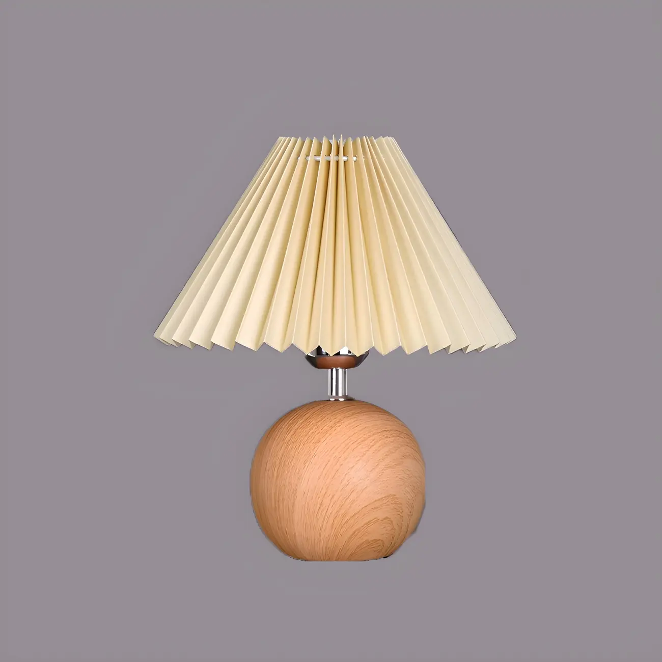 Vintage Wooden Pleated Shade Table Lamp for Bedroom Image - 7 | homeyfad