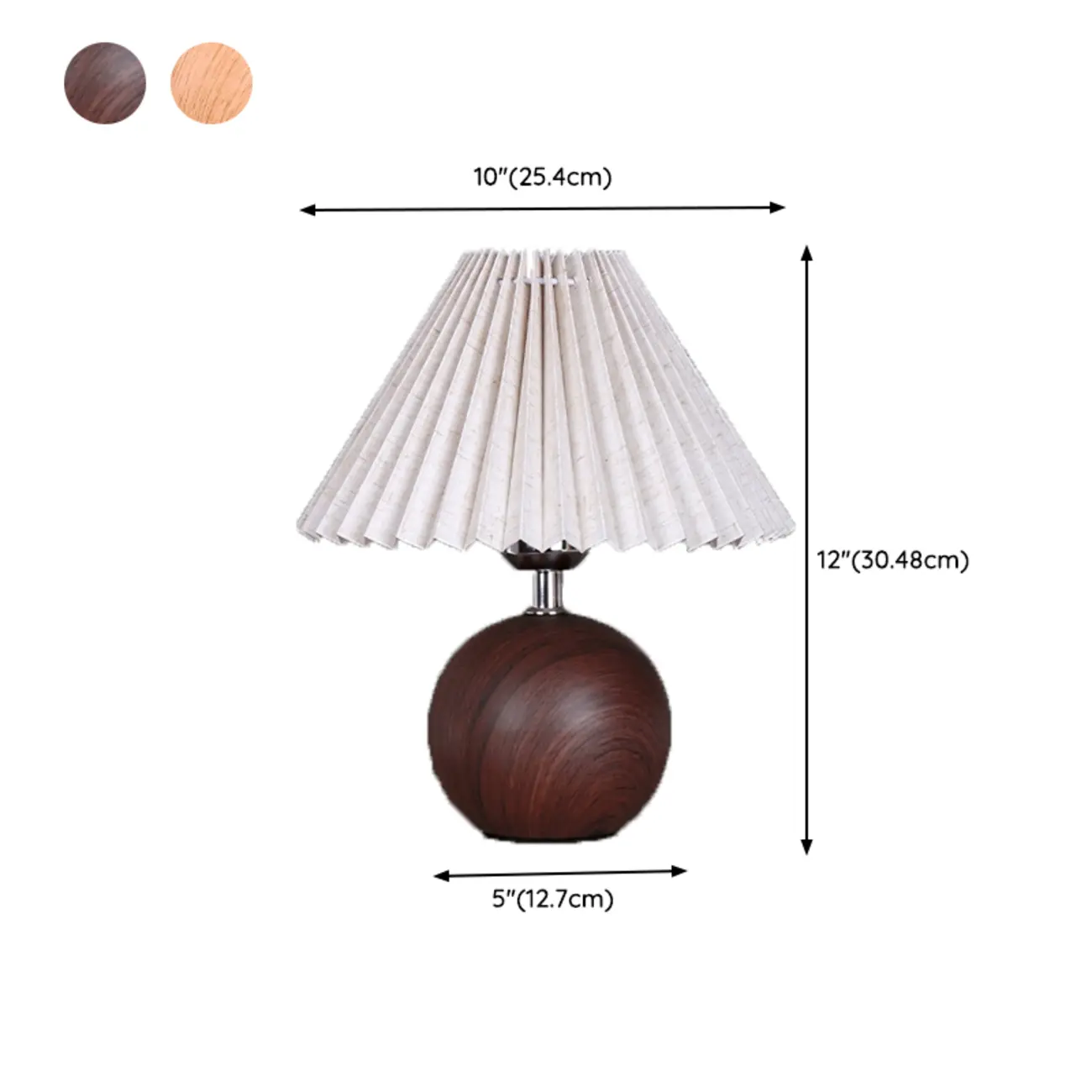 Vintage Wooden Pleated Shade Table Lamp for Bedroom #size | homeyfad