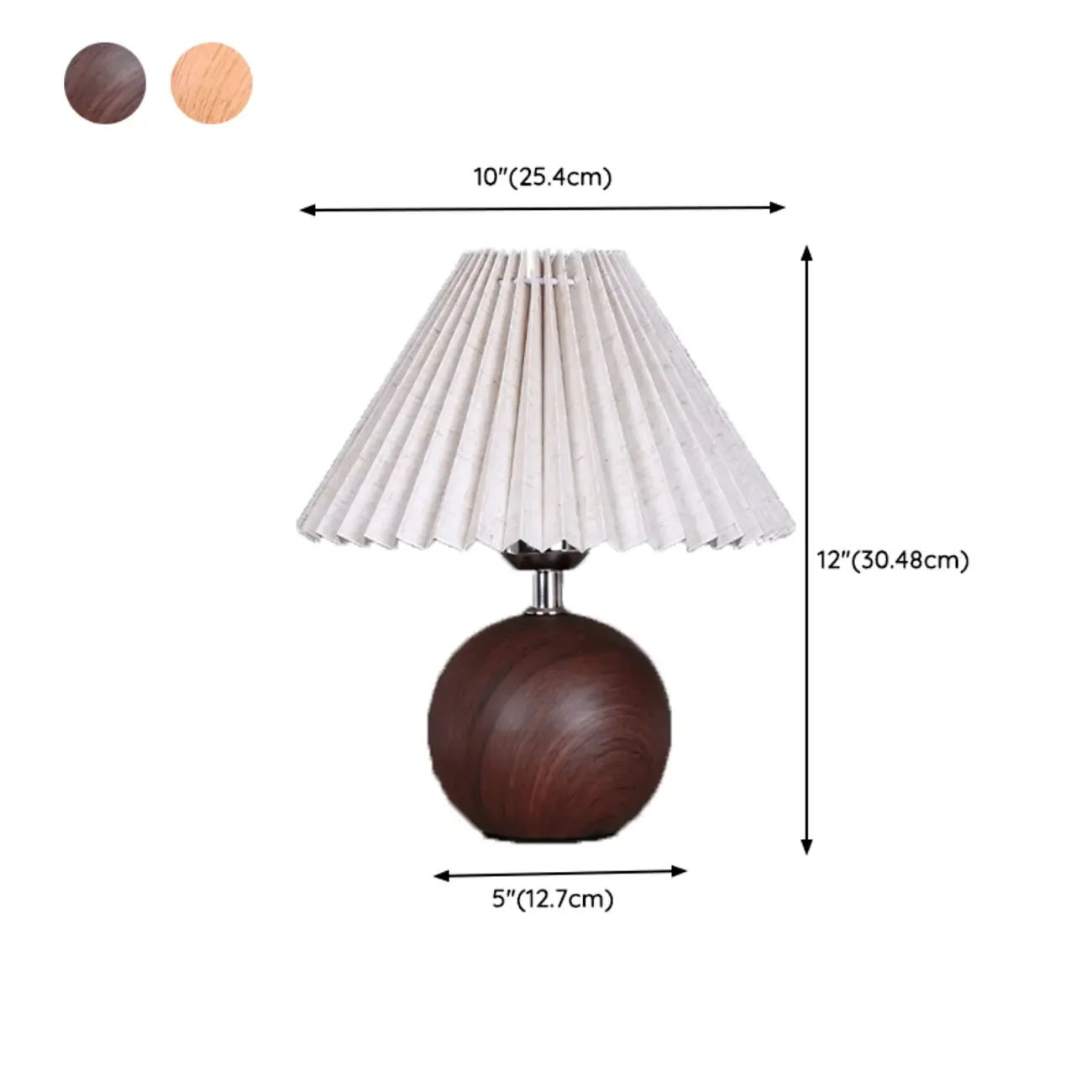 Vintage Wooden Pleated Shade Table Lamp for Bedroom #size