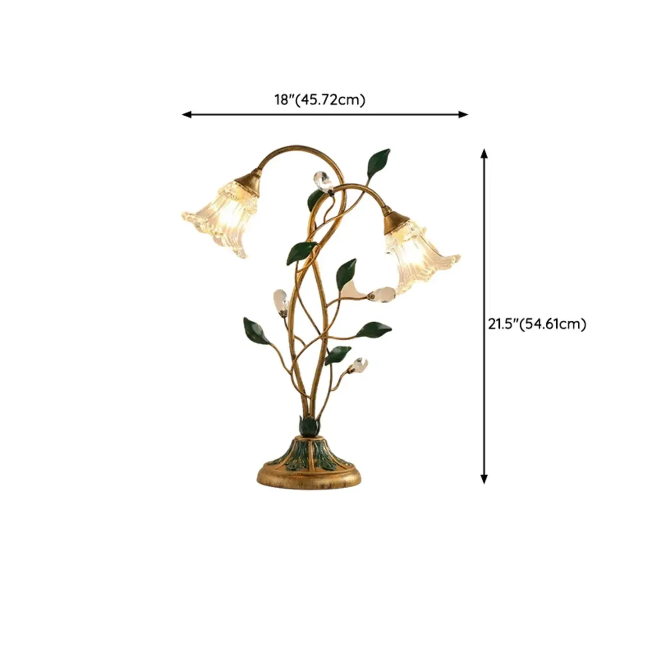 Elegant Glass Floral Shade Metal Table Lamp for Residential #size