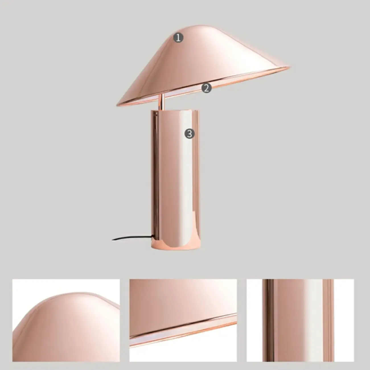 Modern Aluminum Cone Table Lamp for Bedroom Image - 9
