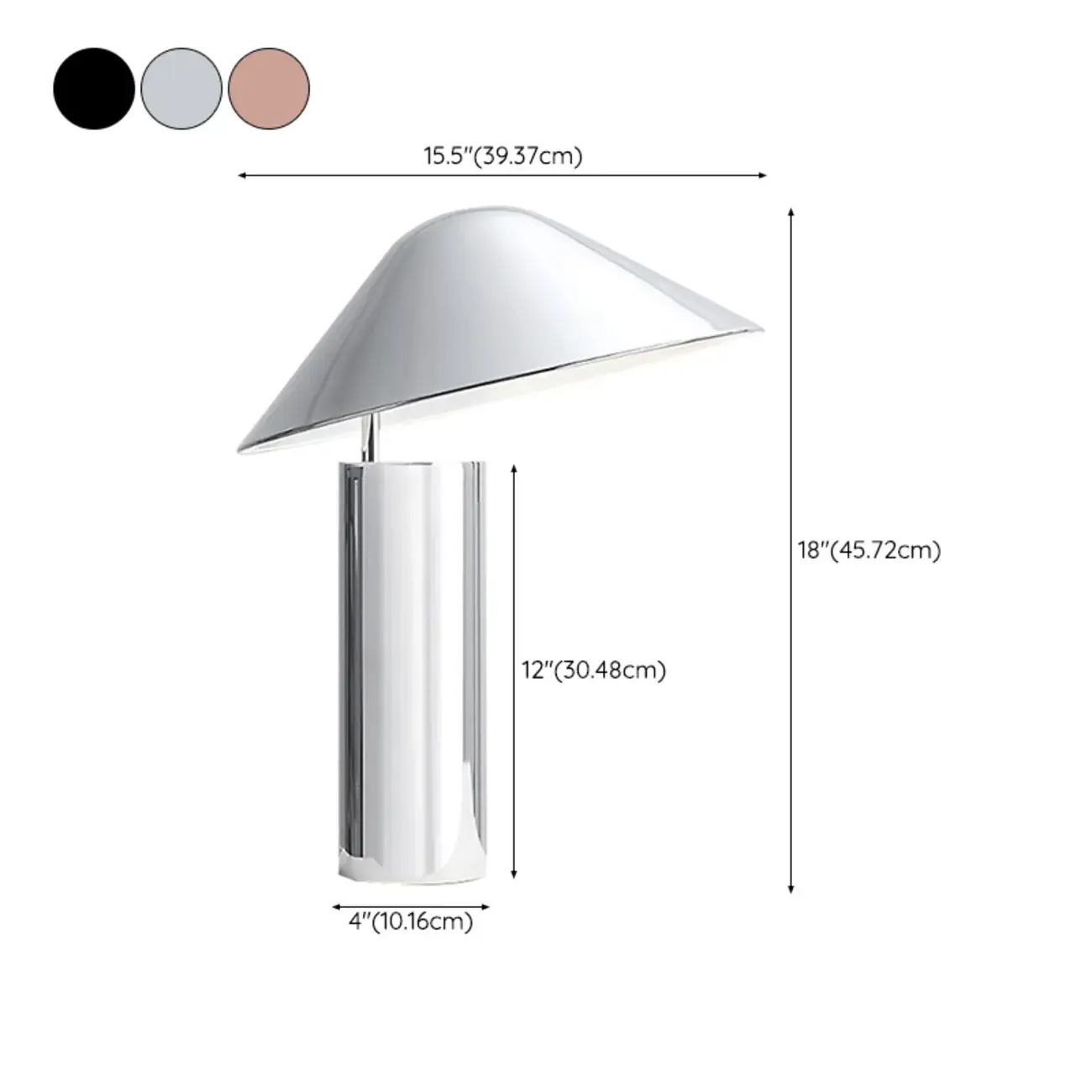 Modern Aluminum Cone Table Lamp for Bedroom #size