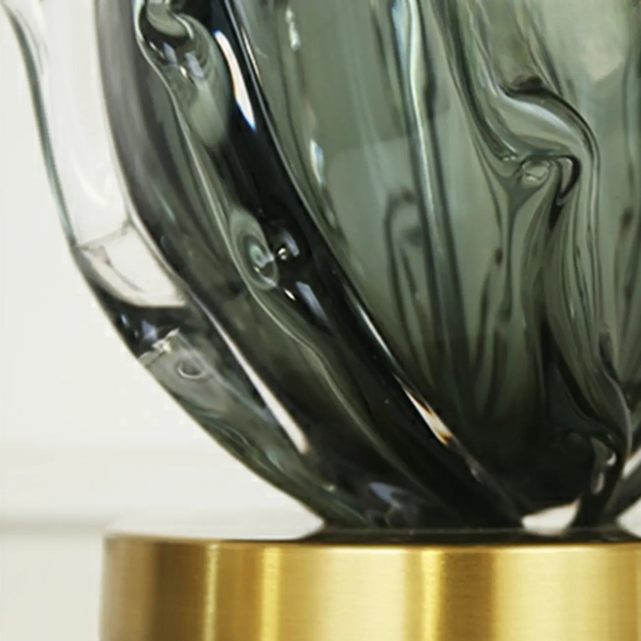 Modern Green Glass Table Lamp with Fabric Shape Image - 7 | homeyfad