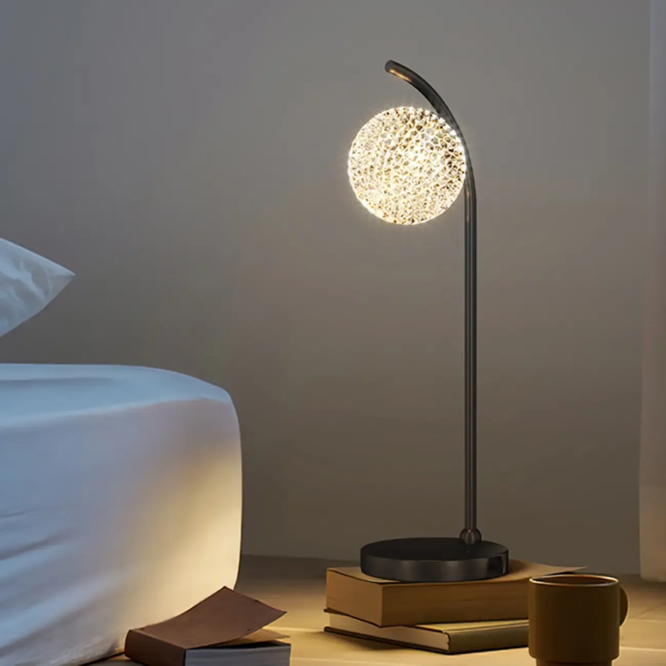 Sleek Tricolor Globe Metal Table Lamp for Bedroom Image - 2
