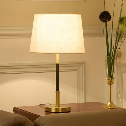Modern Geometric Gold Table Lamp for Living Room Image - 1