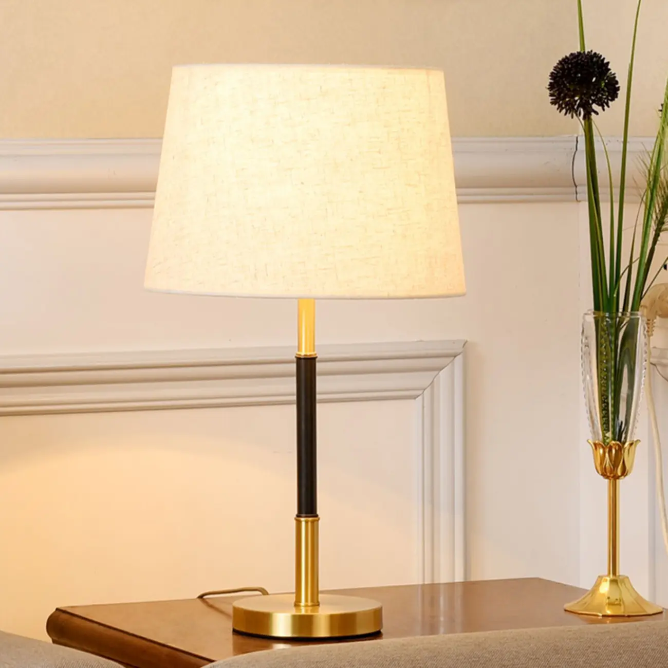Modern Geometric Gold Table Lamp for Living Room Image - 11 | homeyfad
