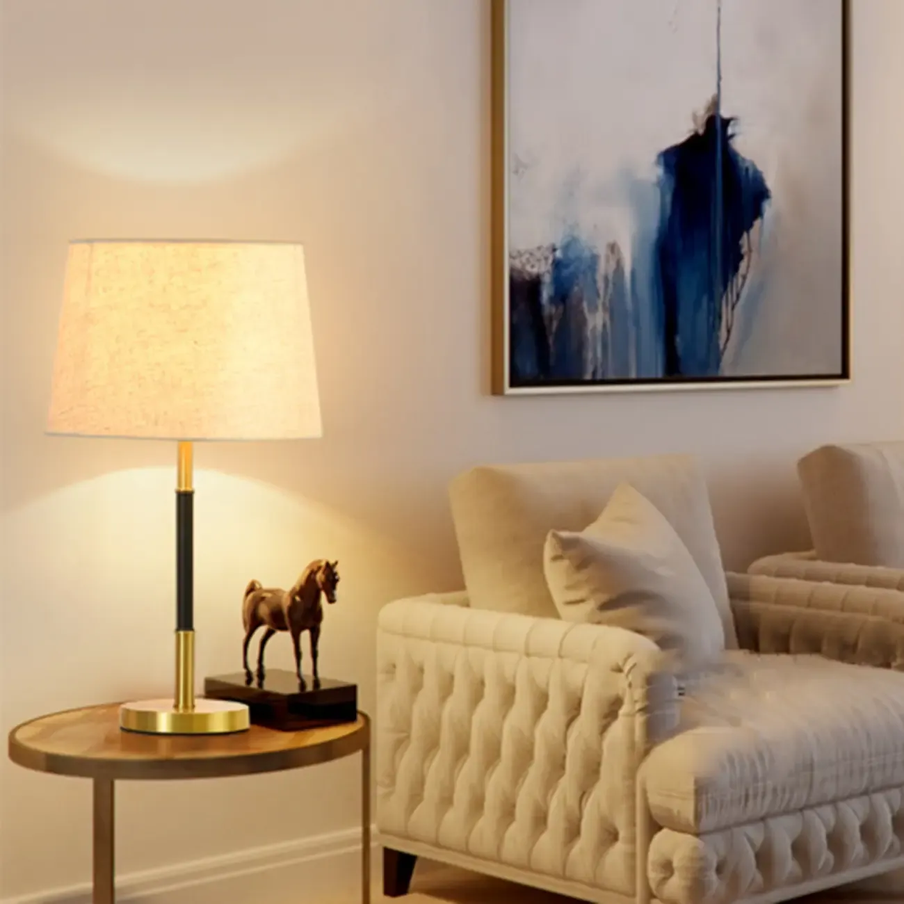 Modern Geometric Gold Table Lamp for Living Room Image - 12