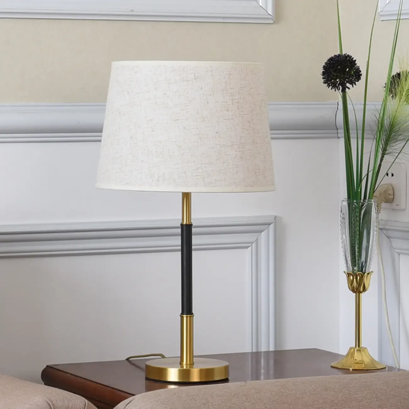 Modern Geometric Gold Table Lamp for Living Room Image - 13