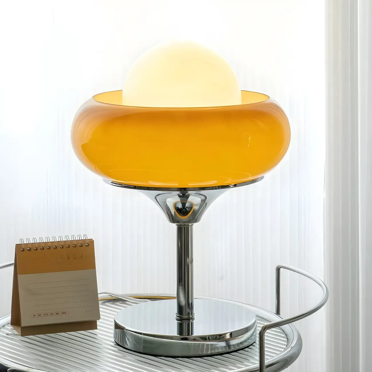 Simple Orange Globe Glass Table Lamp for Residential Image - 3