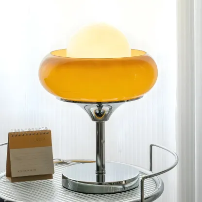 Simple Orange Globe Glass Table Lamp for Residential Image - 3
