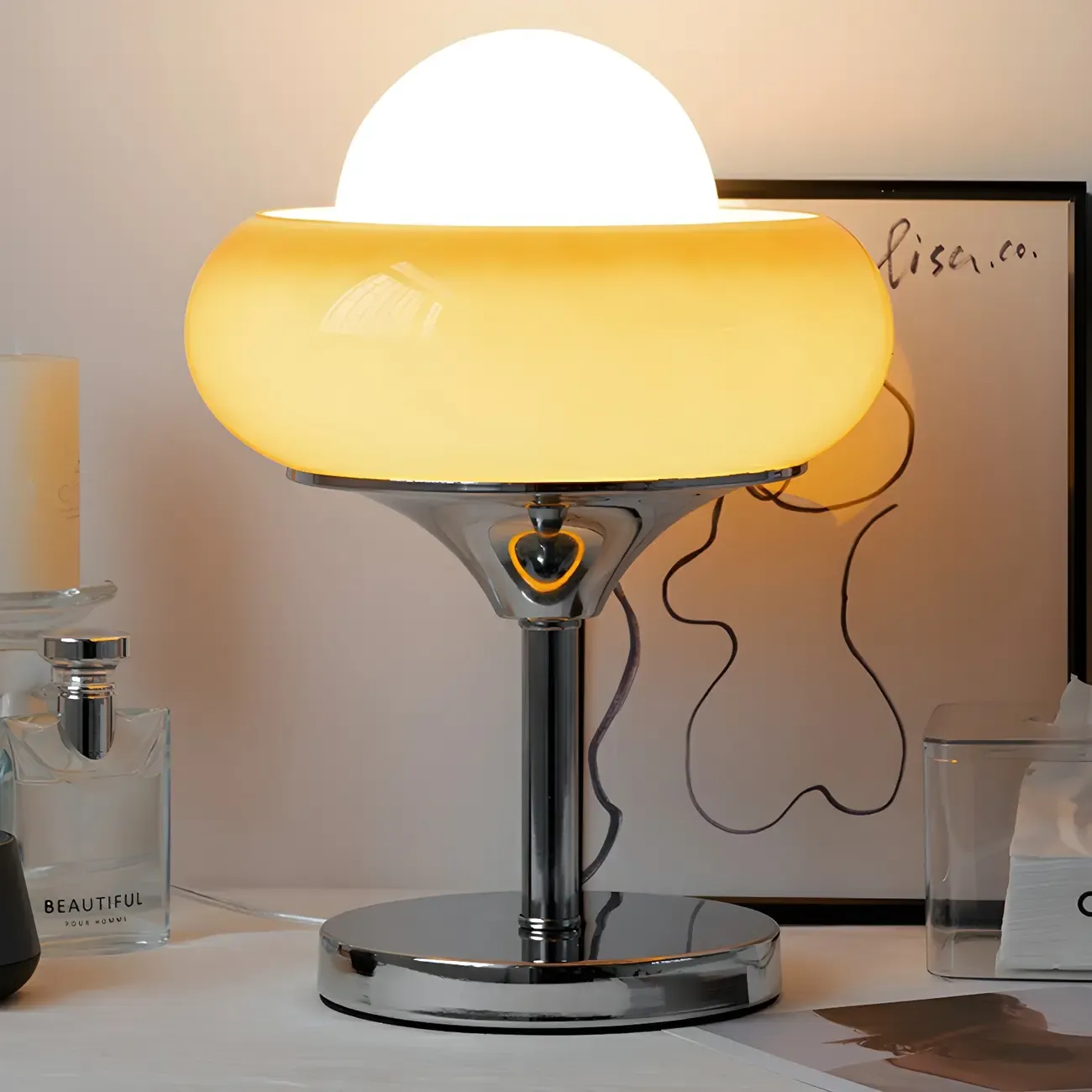 Simple Orange Globe Glass Table Lamp for Residential Image - 7