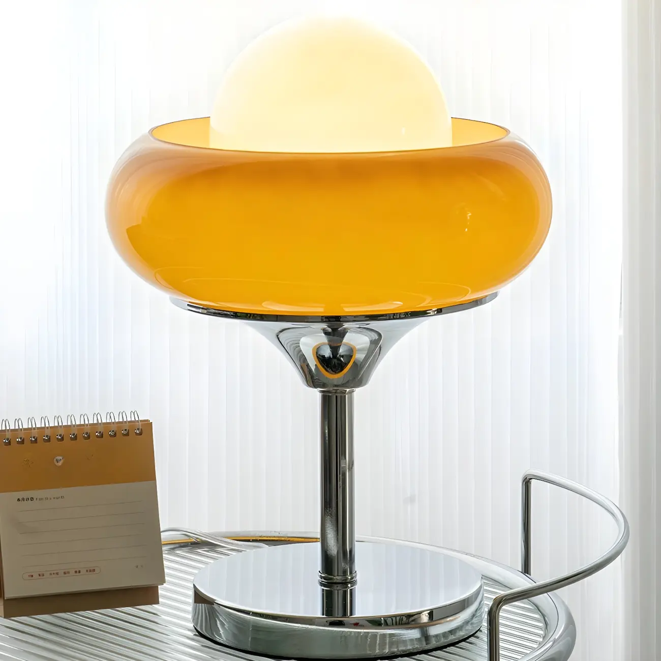Simple Orange Globe Glass Table Lamp for Residential Image - 9 | homeyfad
