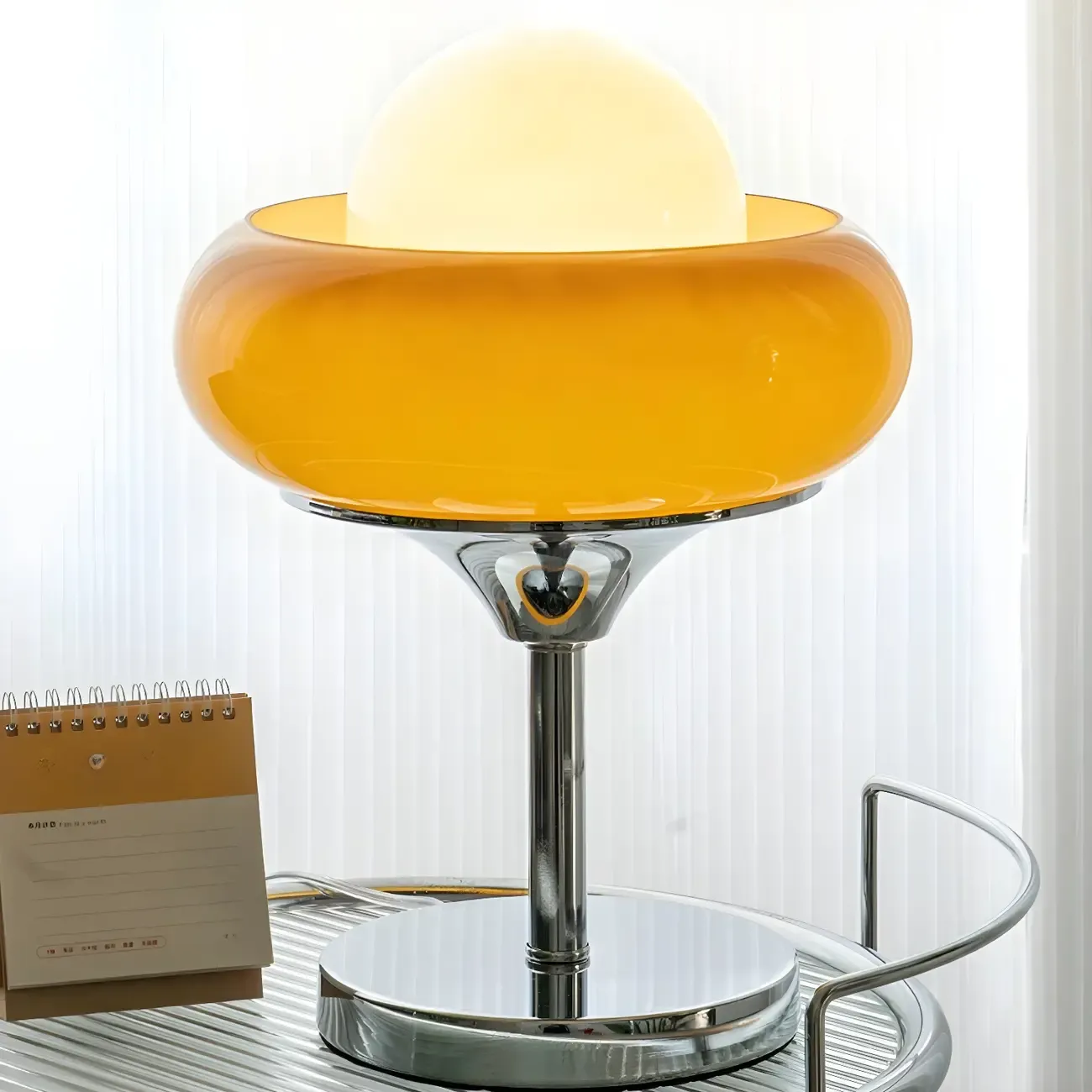 Simple Orange Globe Glass Table Lamp for Residential Image - 9