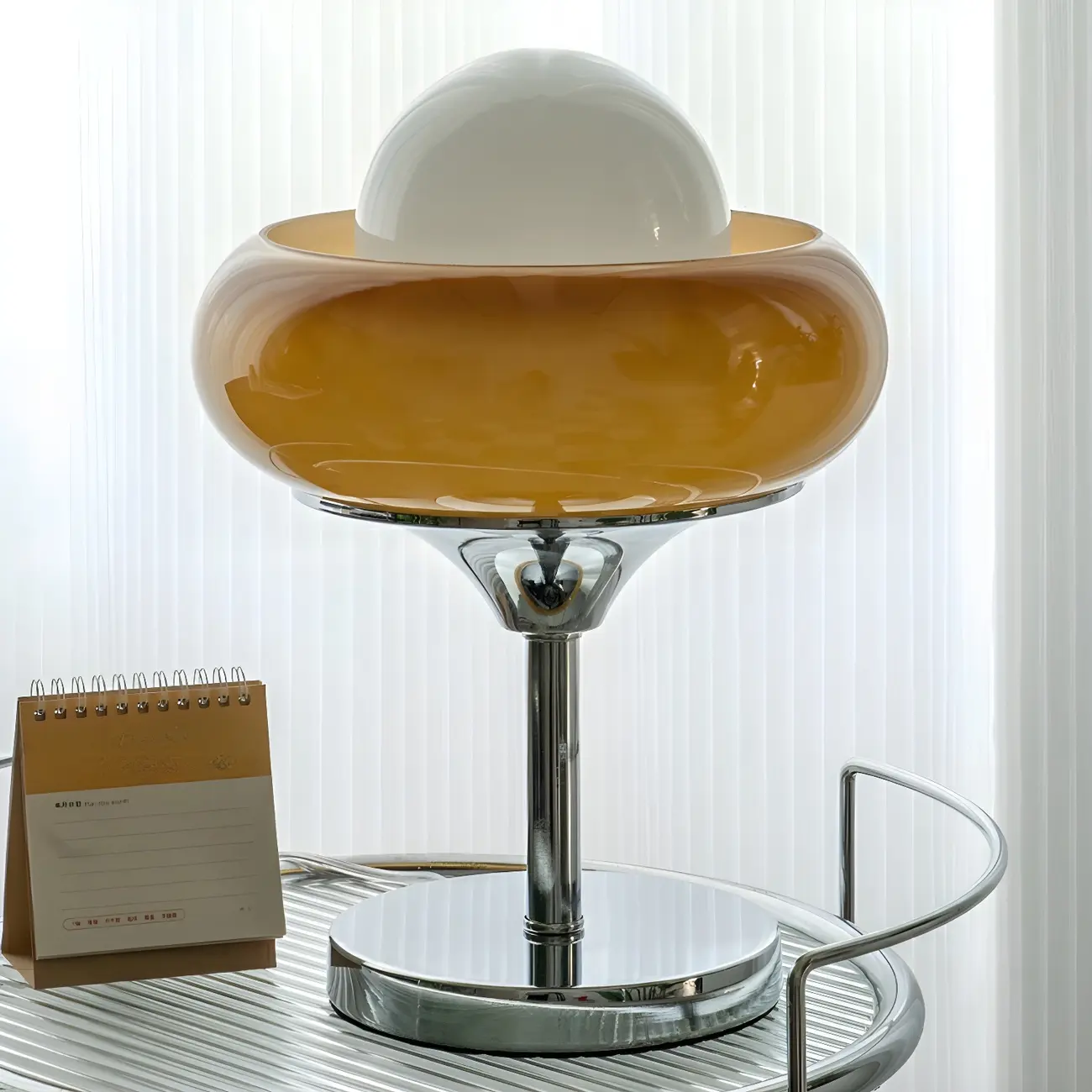 Simple Orange Globe Glass Table Lamp for Residential Image - 11 | homeyfad