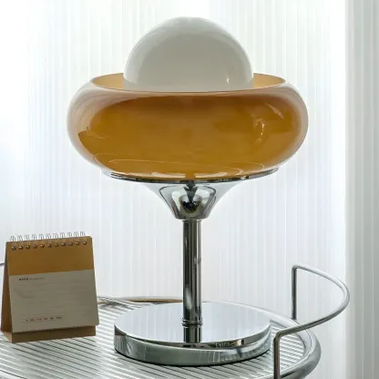 Simple Orange Globe Glass Table Lamp for Residential Image - 11