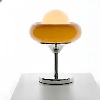 Simple Orange Globe Glass Table Lamp for Residential Image - 12