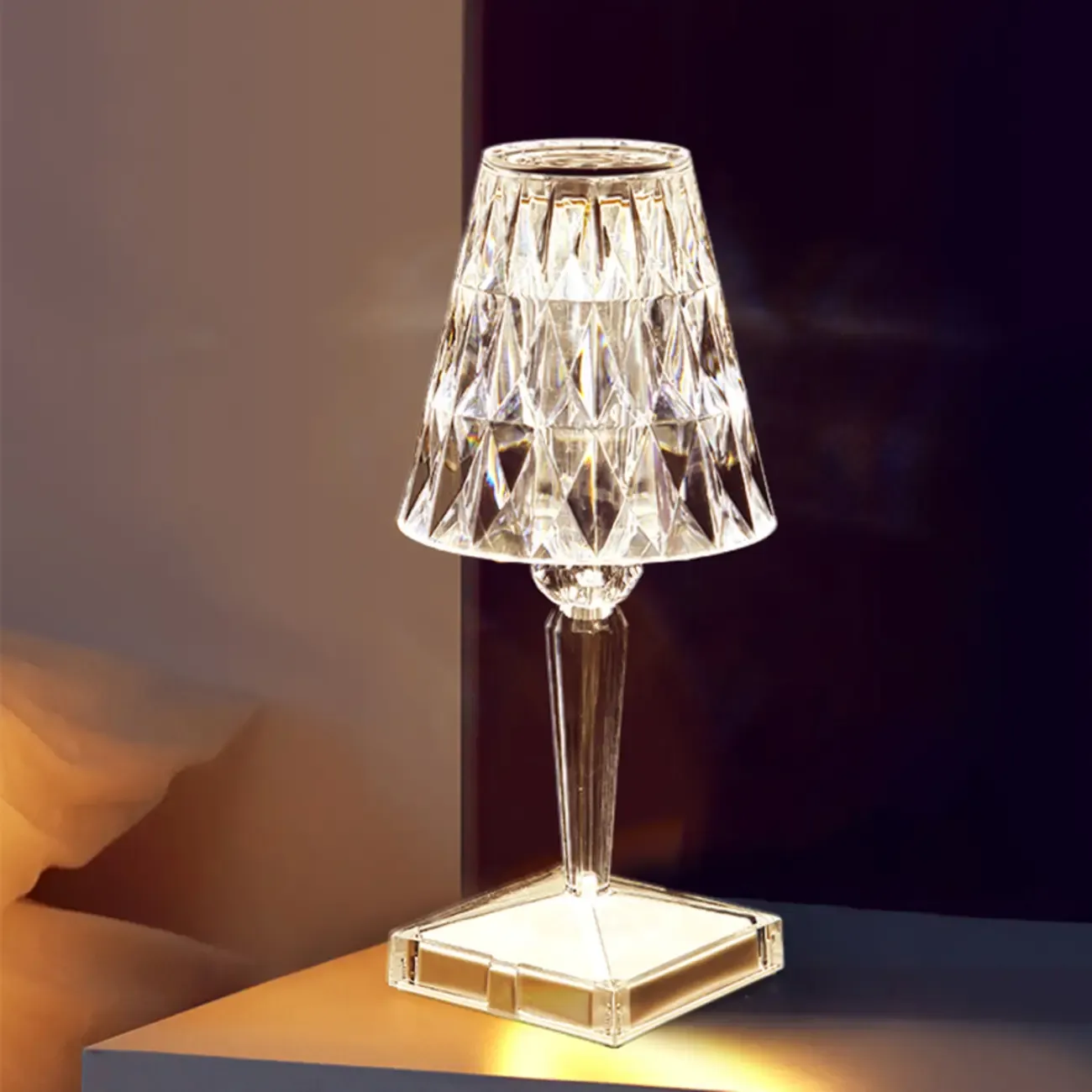 Glamorous Rechargeable Acrylic Table Lamp for Bedroom Image - 1