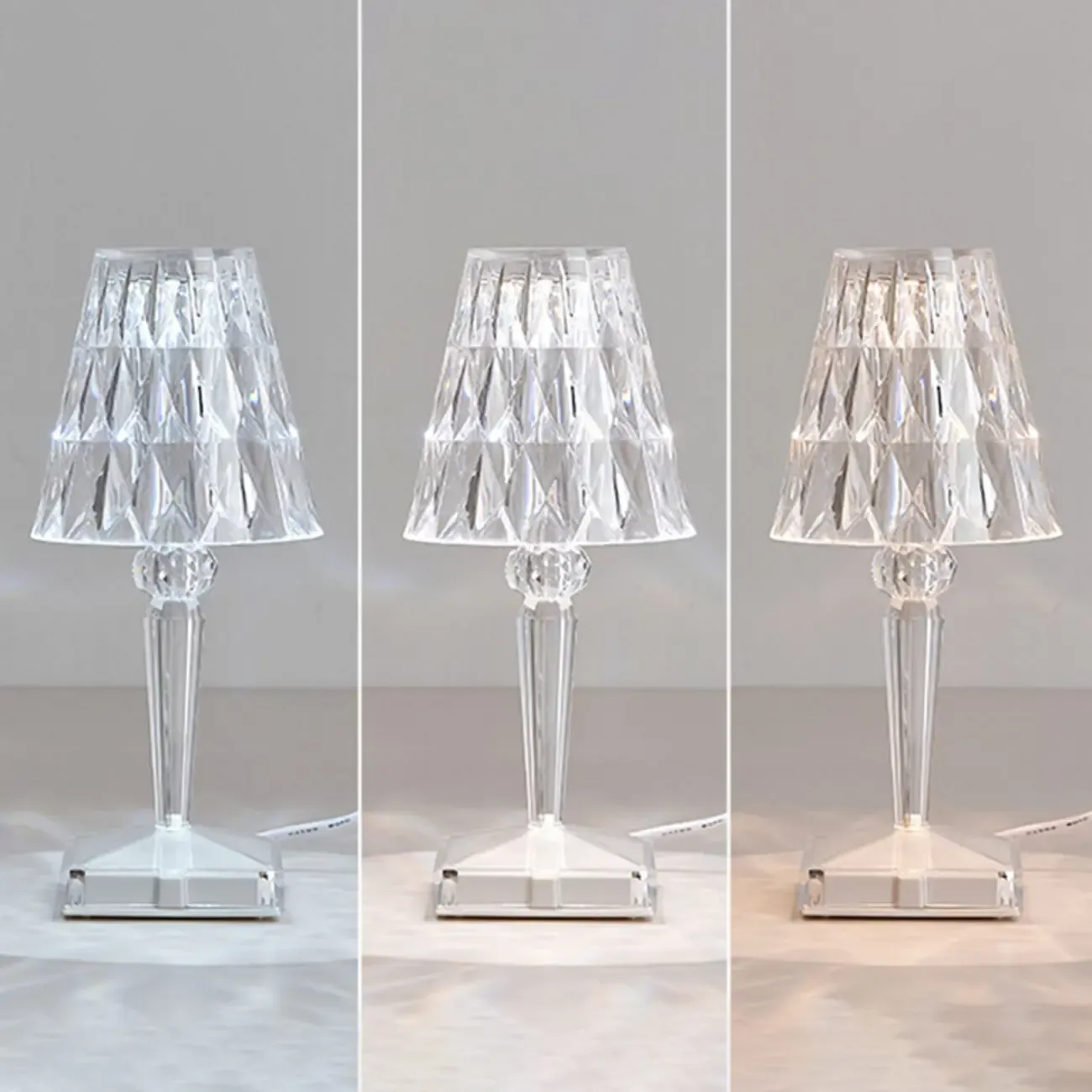 Glamorous Rechargeable Acrylic Table Lamp for Bedroom Image - 6