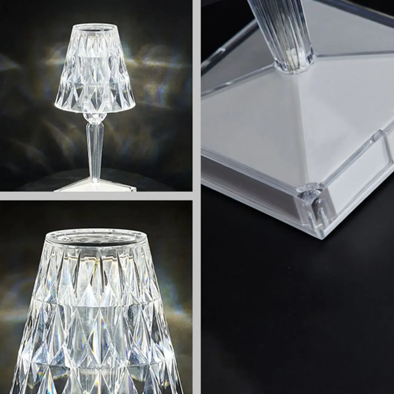 Glamorous Rechargeable Acrylic Table Lamp for Bedroom Image - 10