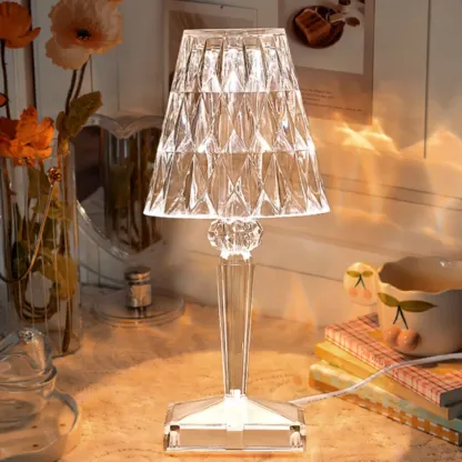 Glamorous Rechargeable Acrylic Table Lamp for Bedroom Image - 12