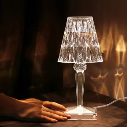 Glamorous Rechargeable Acrylic Table Lamp for Bedroom Image - 13