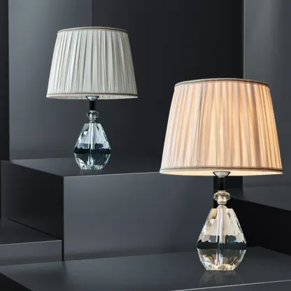 Glamorous Crystal Table Lamp with Geometric Shade for Home Image - 1