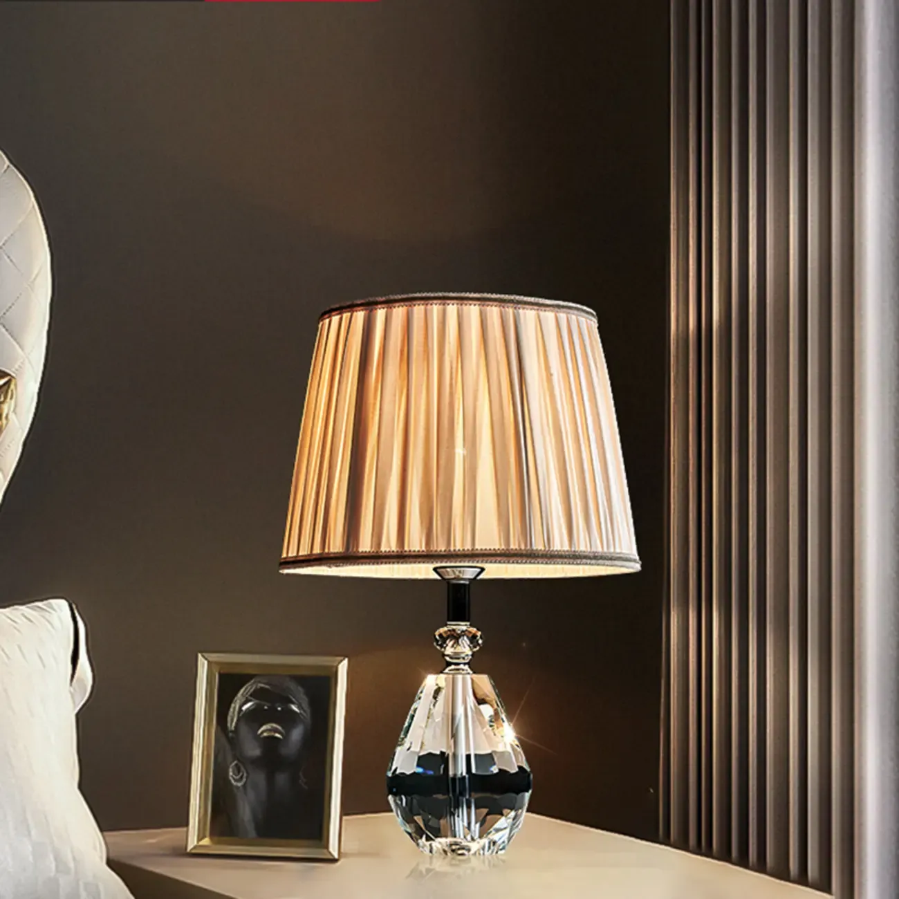 Glamorous Crystal Table Lamp with Geometric Shade for Home Image - 2