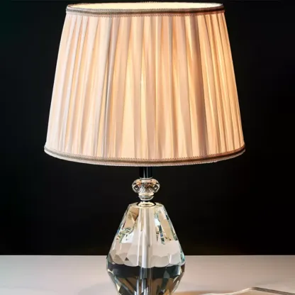 Glamorous Crystal Table Lamp with Geometric Shade for Home Image - 3