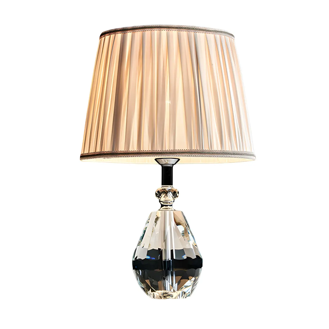 Glamorous Crystal Table Lamp with Geometric Shade for Home Image - 5 | homeyfad