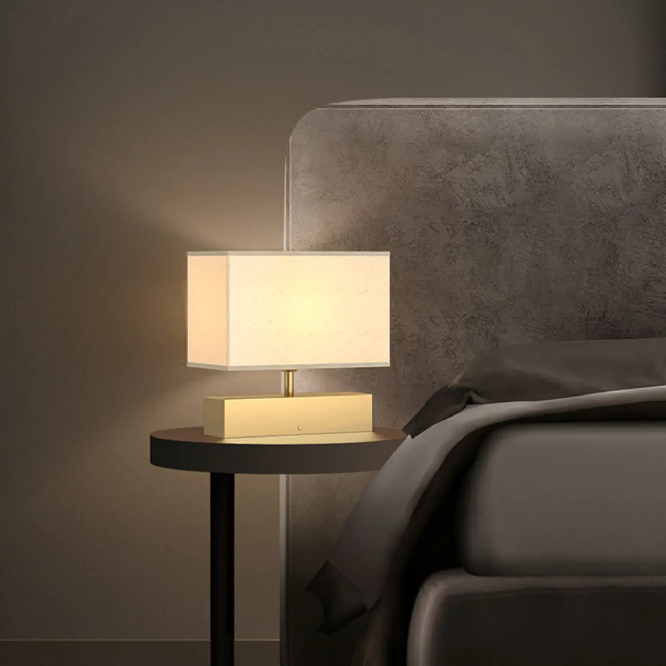Modern Rectangle Gold Metal Table Lamp for Bedroom Image - 1 | homeyfad
