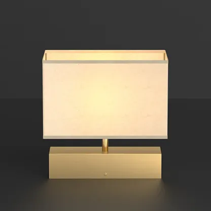 Modern Rectangle Gold Metal Table Lamp for Bedroom Image - 7