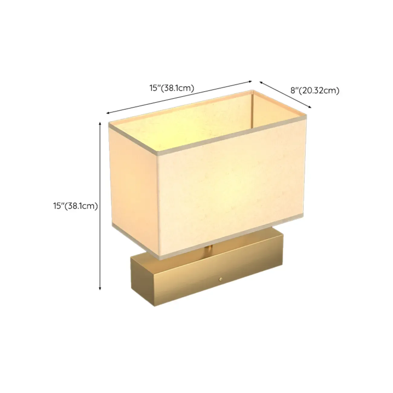 Modern Rectangle Gold Metal Table Lamp for Bedroom #size
