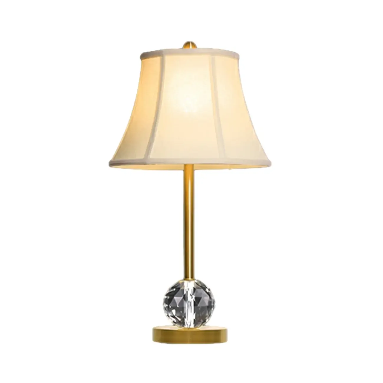 Classic White Geomatic Shade Golden Table Lamp for Bedroom Image - 5