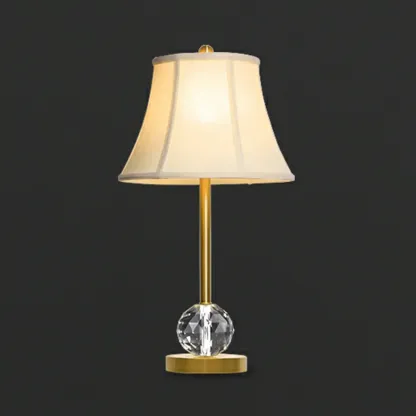 Classic White Geomatic Shade Golden Table Lamp for Bedroom Image - 6