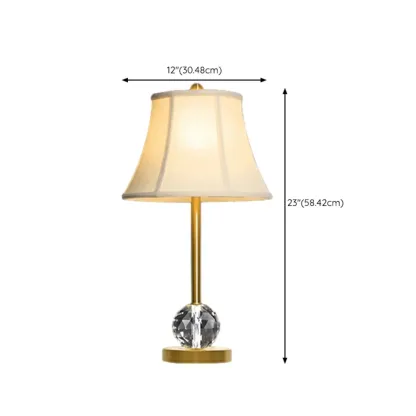 Classic White Geomatic Shade Golden Table Lamp for Bedroom #size