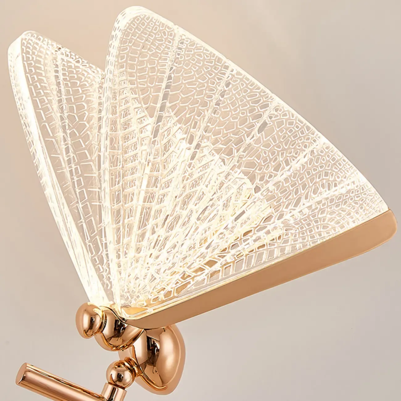 Glamorous Acrylic Butterfly Shape Gold Table Lamp for Residential Image - 7