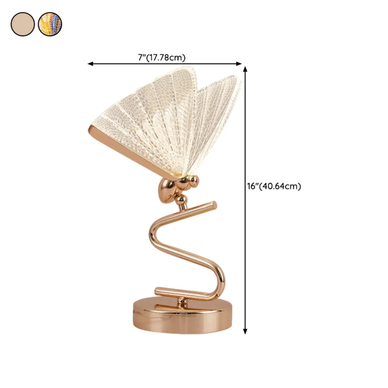 Glamorous Acrylic Butterfly Shape Gold Table Lamp for Residential #size