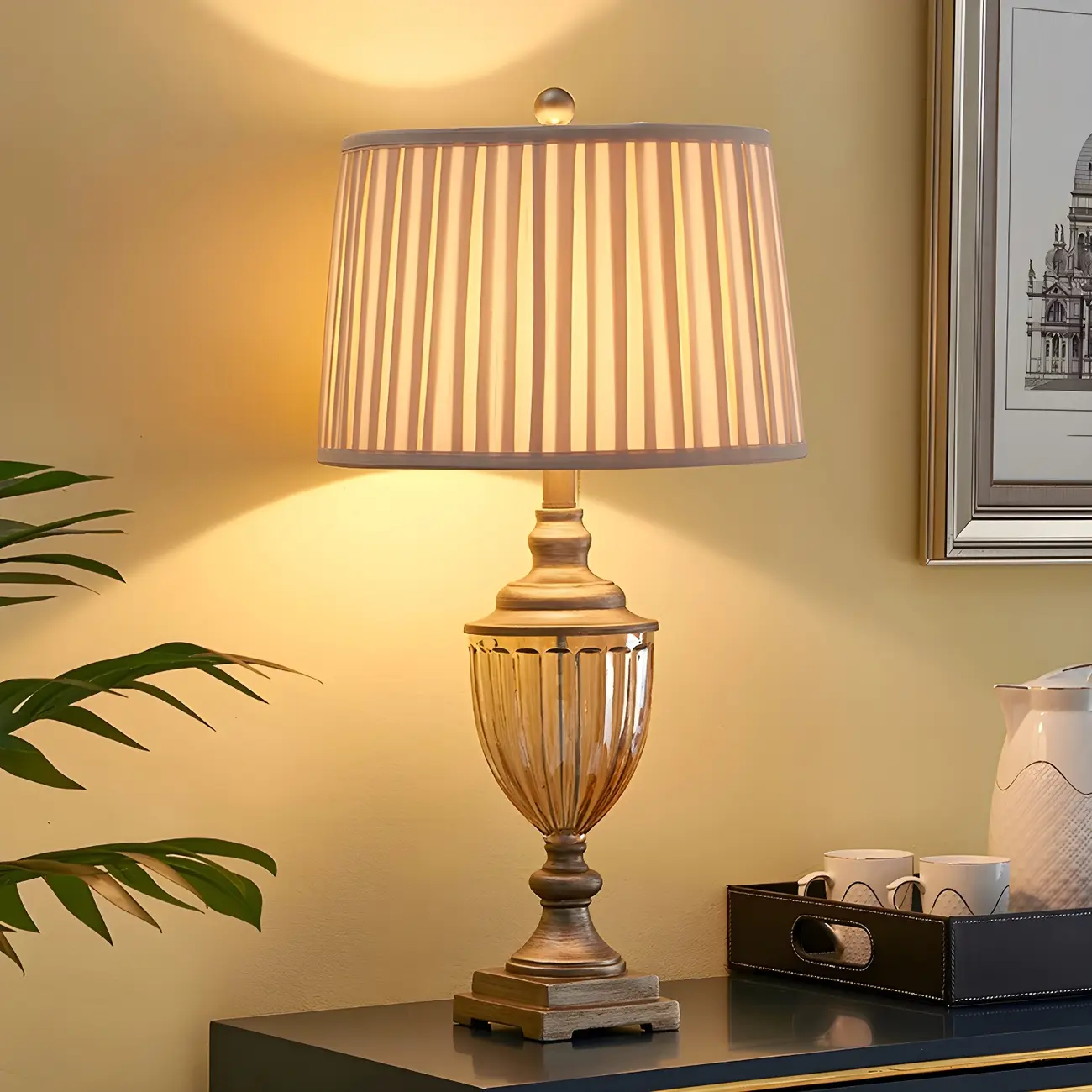 Classic Geometric Shade Gold Table Lamp for Residential Image - 1 | homeyfad