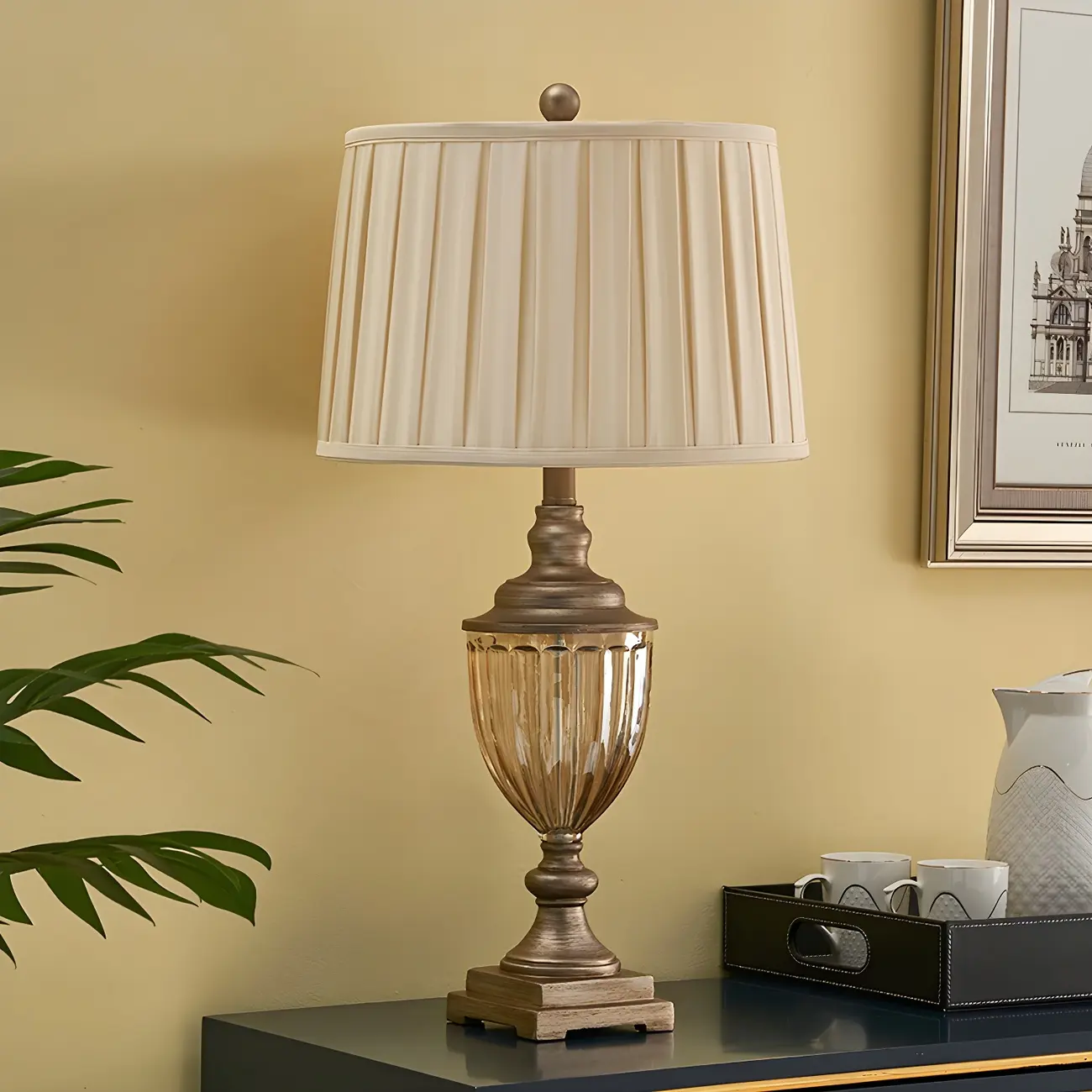 Classic Geometric Shade Gold Table Lamp for Residential Image - 2 | homeyfad