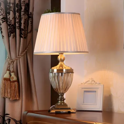 Classic Geometric Shade Gold Table Lamp for Residential Image - 4