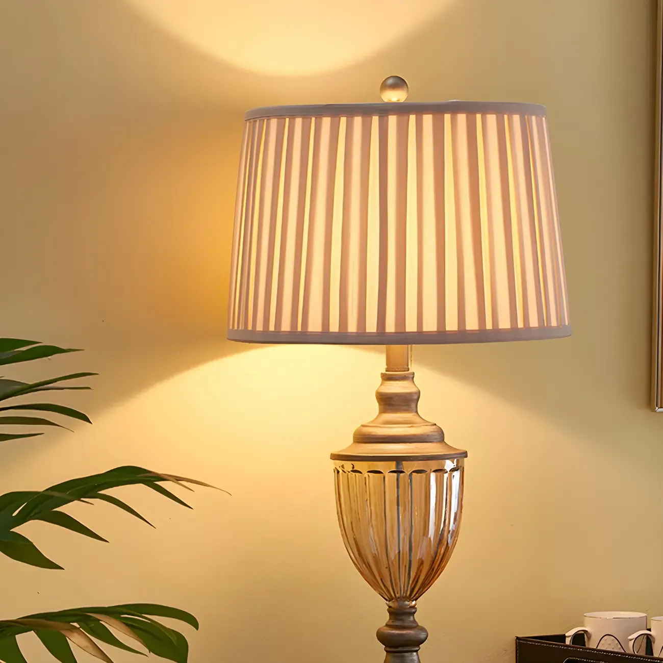 Classic Geometric Shade Gold Table Lamp for Residential Image - 6