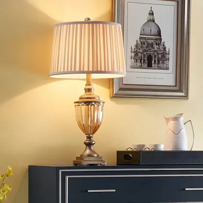 Classic Geometric Shade Gold Table Lamp for Residential Image - 8