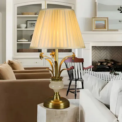 Classic Gold Geometric Table Lamp Plug In Electric for Bedroom Image - 3