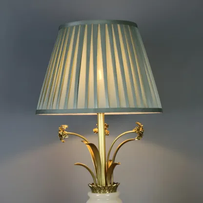 Classic Gold Geometric Table Lamp Plug In Electric for Bedroom Image - 10