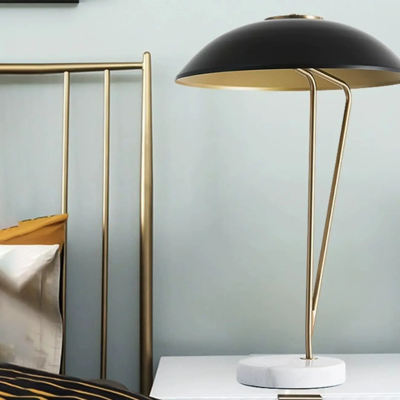 Minimalistic Black Iron Dome Table Lamp for Bedroom Image - 1 | homeyfad