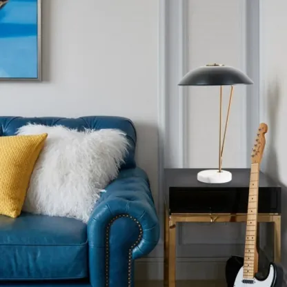 Minimalistic Black Iron Dome Table Lamp for Bedroom Image - 2