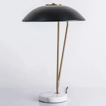 Minimalistic Black Iron Dome Table Lamp for Bedroom Image - 3